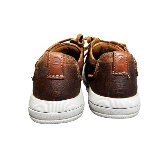 Clarks Brown Leather Casual Shoes Size 10M With White Rubber Sole For Men - Picture 4 of 8
